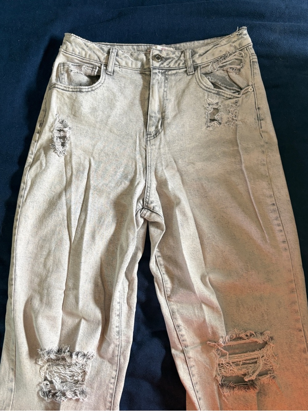“So” Womens Super High-Rise Wide Leg Jeans in White/Grey